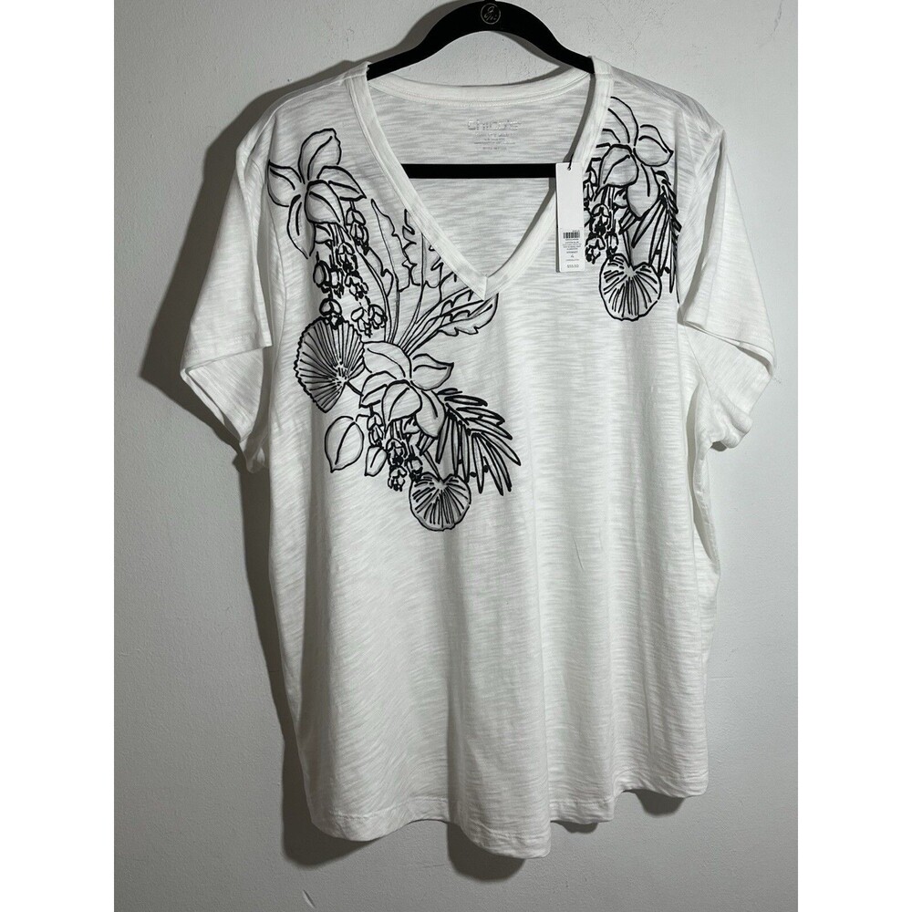 Chicos NWT Sketch Print Tee Blouse Shirt Womens 4 US XXL  (12)